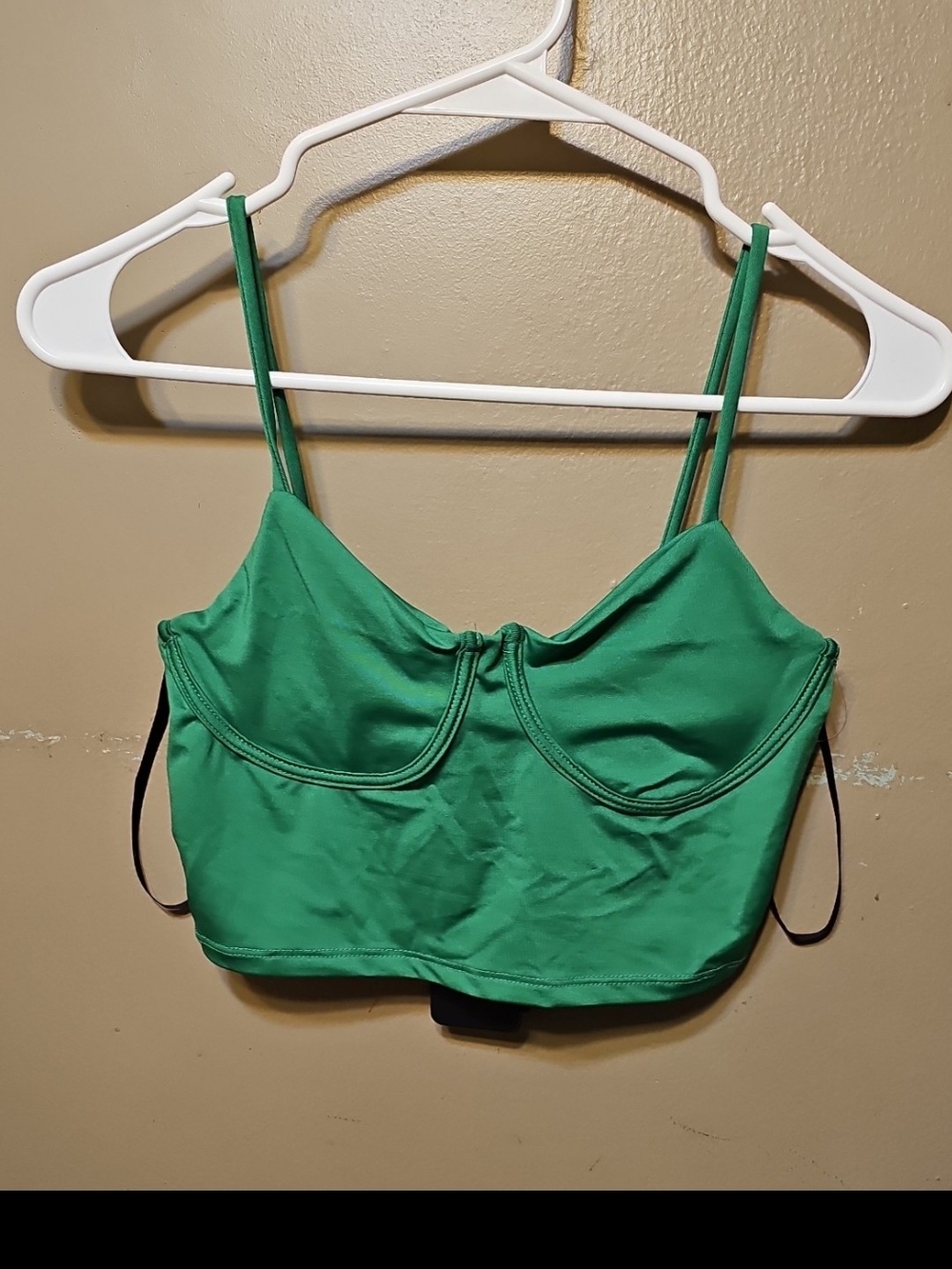 21 Saints Green Ruched Bustier Crop Top